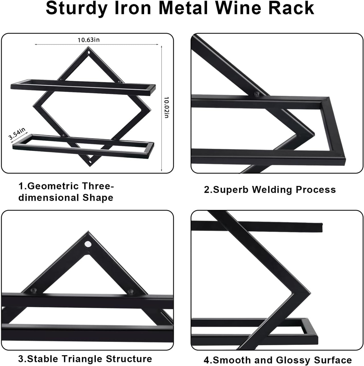 2 Pack Wine Rack Wall Mounted, Metal Hanging Wall Wine Rack, Wall Mounted Wine Rack for Adult Beverages or Liquor Storage, Wine Wall Rack for Home & Kitchen Bar Bottle Display Decor