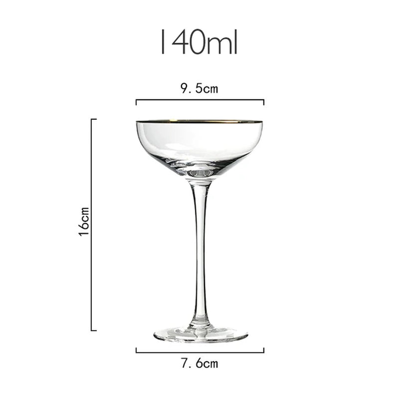 Jinyoujia-Nordic Butterfly Shaped Wine Glass, Crystal Wine Glass, Pink Gold Foil, Sweet Wine Champagne Glasses, Cocktail Goblet