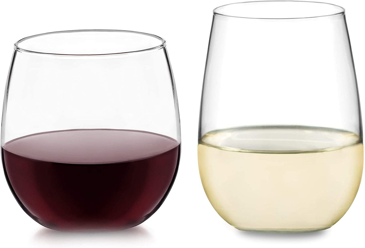 Stemless 12-Piece Wine Glass Party Set for Red and White Wines