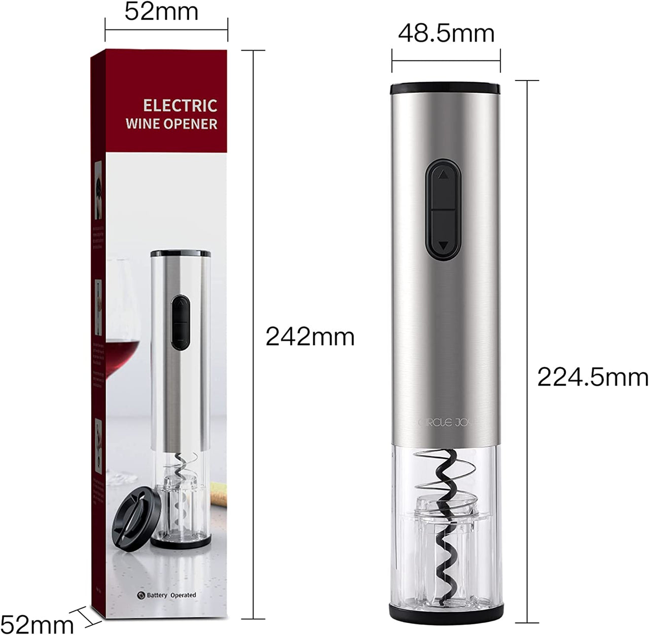 Electric Wine Opener Rechargeable Battery Operated Wine Bottle Opener with Foil Cutter Automatic Wine Openers Electric Corkscrew Wine Opener for Wine Lovers, Stainless Steel