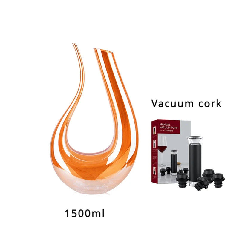 High Grade 1500ML Crystal U-Shaped Wine Decanter Gift Box Harp Swan Decanter Creative Wine Separator Wine Set Decanter Set