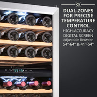 Thumbnail for 43 Bottle Dual Zone Wine Cooler Refrigerator W/Lock | Large Freestanding Wine Cellar for Red, White, Champagne & Sparkling Wine | 41F-64F Digital Temperature Control Fridge Stainless Steel