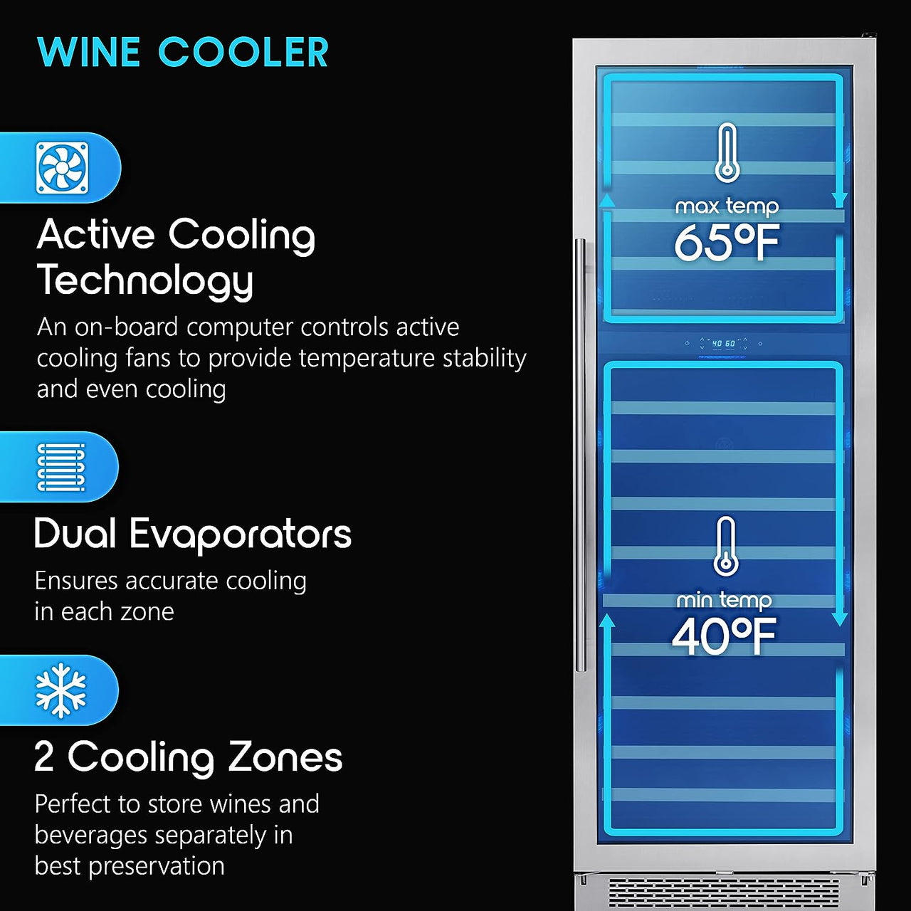 Presrv 24" Wine Fridge Full Size Dual Zone - Wine Cooler Cellars Large Cabinet Wine Refrigerator Home Bar Chiller Freestanding with French Glass Door - 138 Bottles 750 Ml