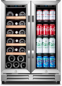 Thumbnail for 24 Inch Wine and Beverage Refrigerator, Built-In & Freestanding with Digital Control, Hold 20 Bottle and 50 Cans