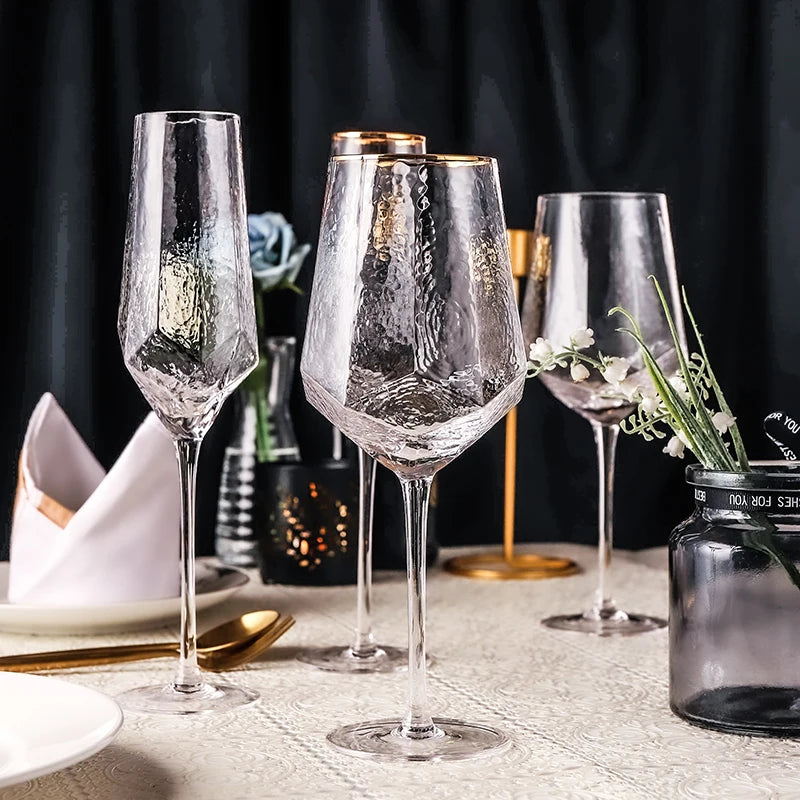 300-550Ml Creative Wine Glass Champagne Glass Wine Glass Hotel Home Simple Diamond Glass Goblet