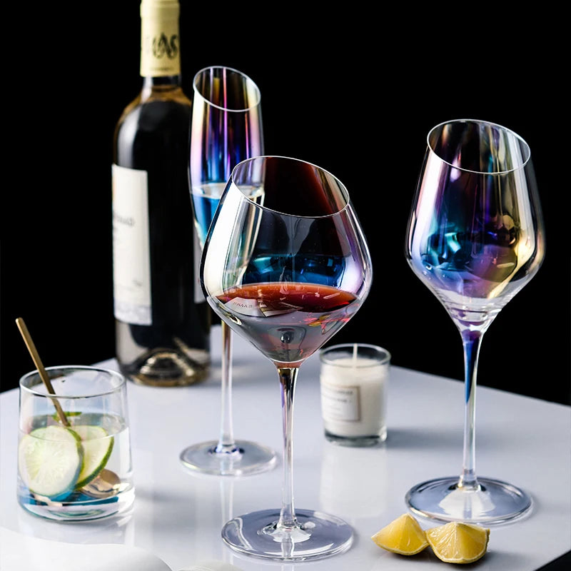 Jinyoujia-Rainbow Wine Glass, Lon Plated, Gradual Change, Seven Color Goblet, Northern Europe, Dazzle, Cup, Champagne, Red Wine