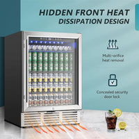 Thumbnail for 24 Inch Beverage Refrigerator, 180 Can Built-In or Freestanding Beverage Cooler, under Counter Beer Fridge with Glass Door for Soda, Water, Wine - for Kitchen, Bar or Office.