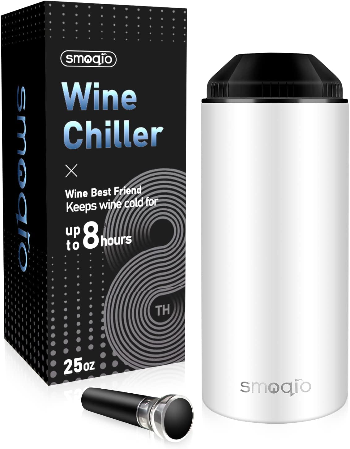 Wine Chiller, Wine Chiller Bucket with Adjustable Cover and Wine Saver Vacuum Pump, Double Walled and Vacuum Wine Bottle Chiller