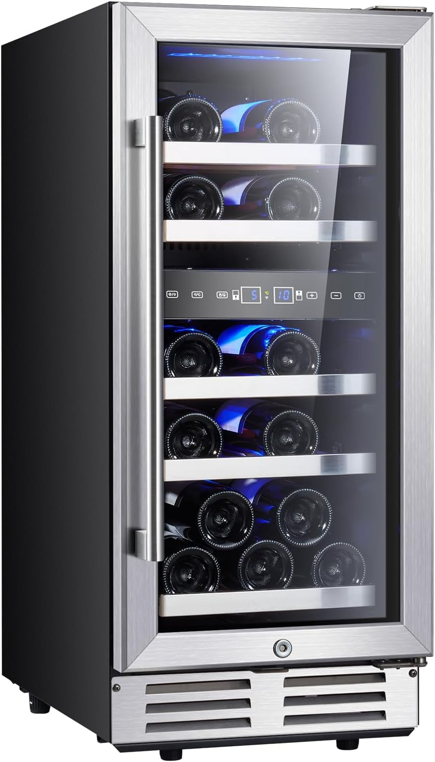 29 Bottle Compressor Wine Cooler Refrigerator, 15 Inch Wine Fridge Freestanding Dual Zone for Home, Kitchen and Bar, Digital Temperature Control