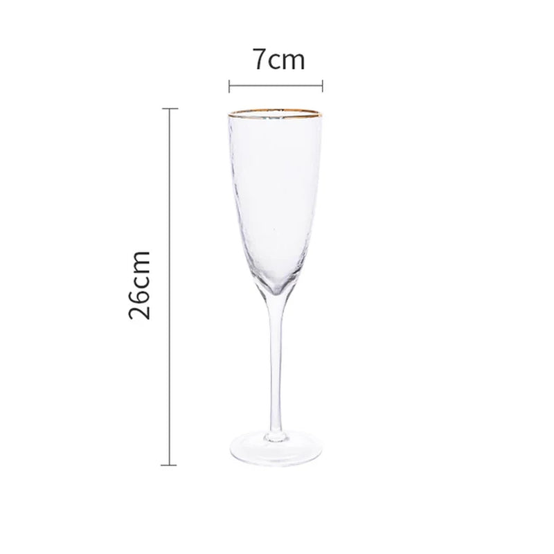 Lon-Plated Hammered Gold-Rimmed Glass Wine Glass Lead-Free Glass Champagne Glasses Cocktail Glass Wine Cup Drinkware Supply