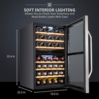 Thumbnail for 43 Bottle Dual Zone Wine Cooler Refrigerator W/Lock | Large Freestanding Wine Cellar for Red, White, Champagne & Sparkling Wine | 41F-64F Digital Temperature Control Fridge Stainless Steel