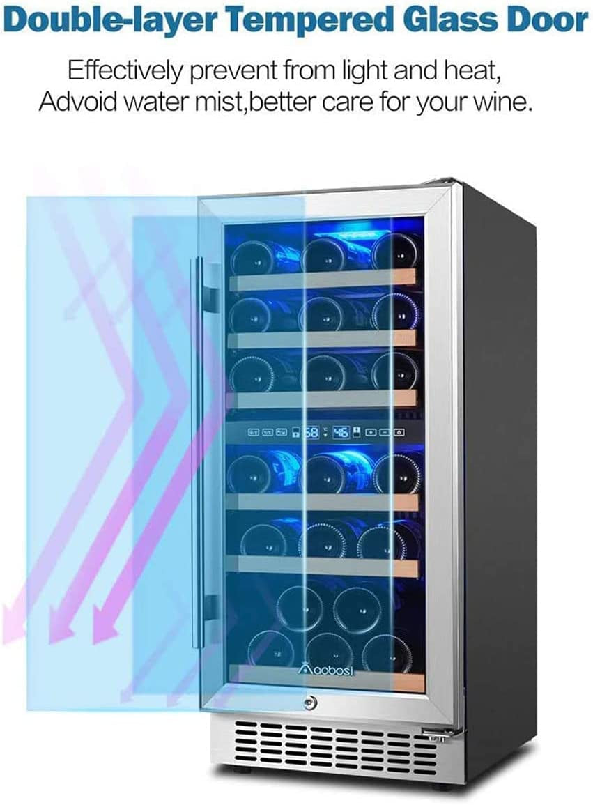 Wine Cooler Refrigerator 15 Inch Dual Zone Wine Fridge for 30 Bottles Built in or Freestanding Compressor Wine Chiller with Temperature Memory | Fog Free, Front Vent, Quick and Quiet Operation