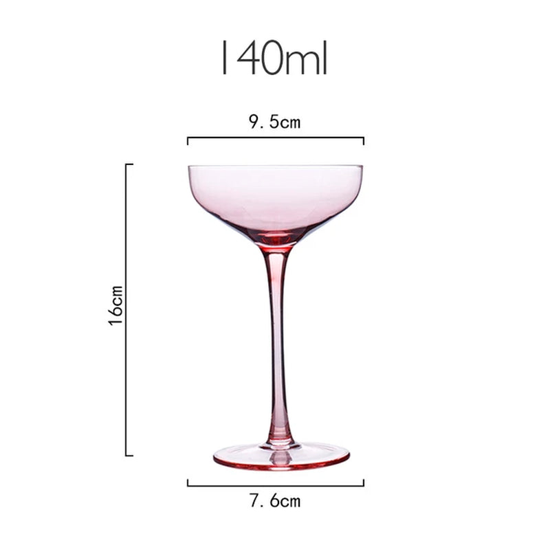 Jinyoujia-Nordic Butterfly Shaped Wine Glass, Crystal Wine Glass, Pink Gold Foil, Sweet Wine Champagne Glasses, Cocktail Goblet