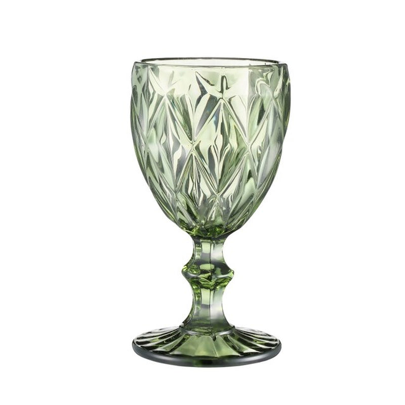 Retro Colored Wine Glasses Drink Water Cup with Multi-Color Diamond Pattern Goblet Glass