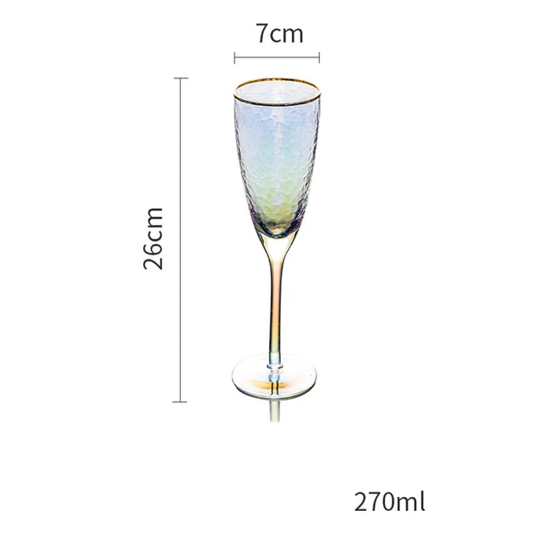 Lon-Plated Hammered Gold-Rimmed Glass Wine Glass Lead-Free Glass Champagne Glasses Cocktail Glass Wine Cup Drinkware Supply