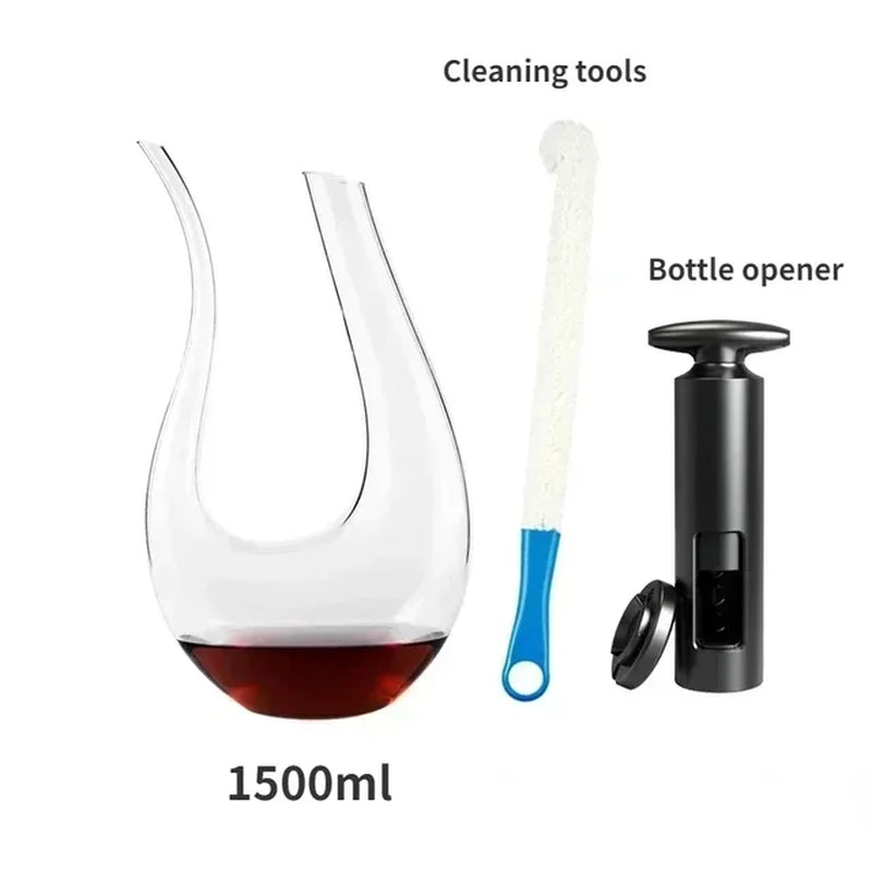 High Grade 1500ML Crystal U-Shaped Wine Decanter Gift Box Harp Swan Decanter Creative Wine Separator Wine Set Decanter Set