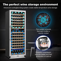 Thumbnail for 24 Inch Wine Fridge Dual Zone, 154 Bottle Wine Cooler Refrigerator with Stainless Steel and Professional Compressor, Fast Cooling Low Noise and No Fog Built-In or Freestanding