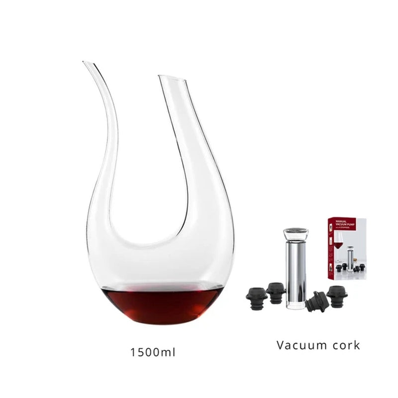 High Grade 1500ML Crystal U-Shaped Wine Decanter Gift Box Harp Swan Decanter Creative Wine Separator Wine Set Decanter Set