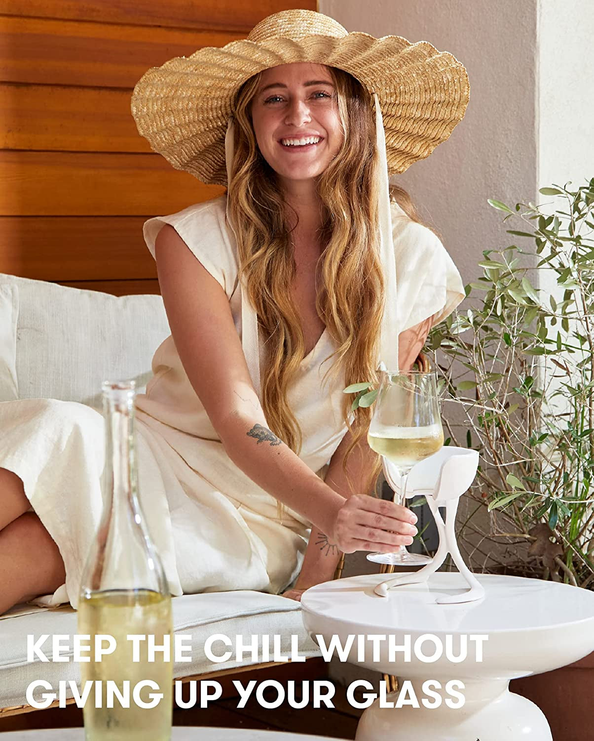 Stemmed Wine Glass Chiller | Keep the Chill without Giving up Your Glass | New Wine Accessory | Separable & Refreezable Chill Cradle | Actively Chills Stemware | Stone, Single