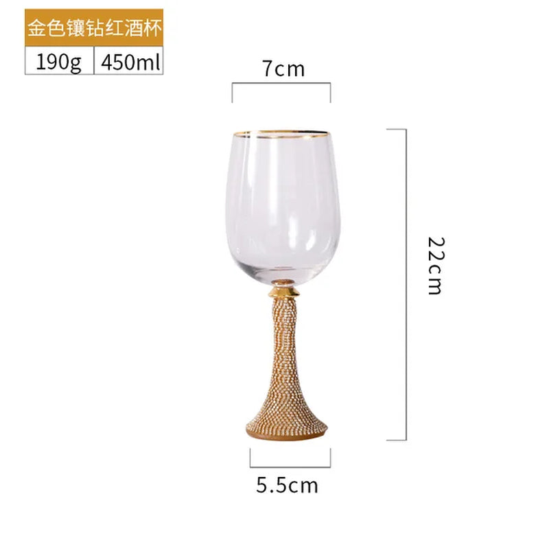 Creative Glass with Diamond Wine Glass Crystal Tall Wine Glass Champagne Glass Home Restaurant Wine Glass Party Banquet Glass