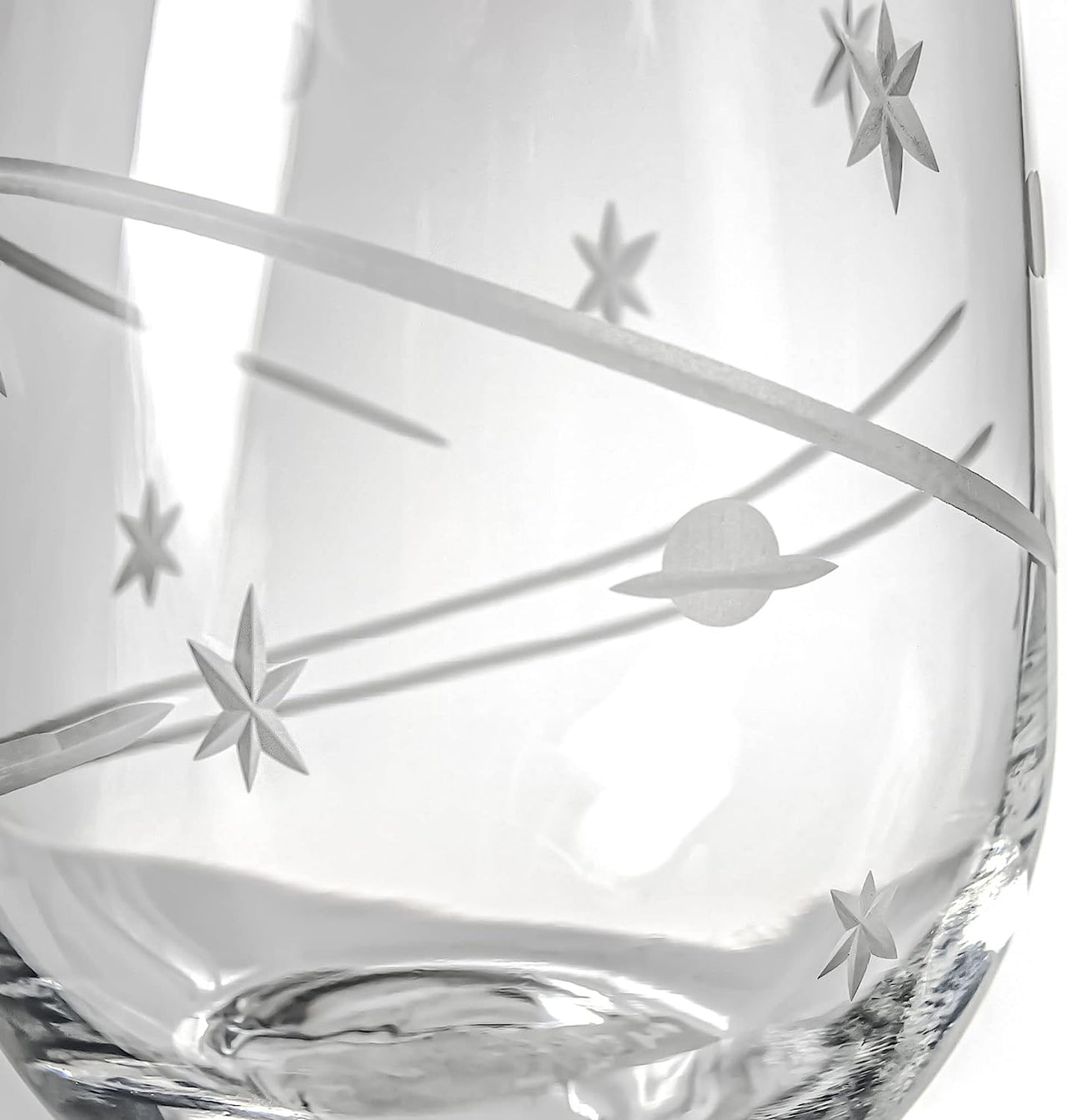 Space Stemless Wine Glass 17 Ounces | Lead-Free Glass | American Made Glass Design | Etched Tumbler Glasses | Planets and Stars - for the Space Enthusiast'S Thirst (Set of 4)