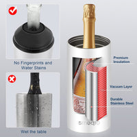 Thumbnail for Wine Chiller, Wine Chiller Bucket with Adjustable Cover and Wine Saver Vacuum Pump, Double Walled and Vacuum Wine Bottle Chiller