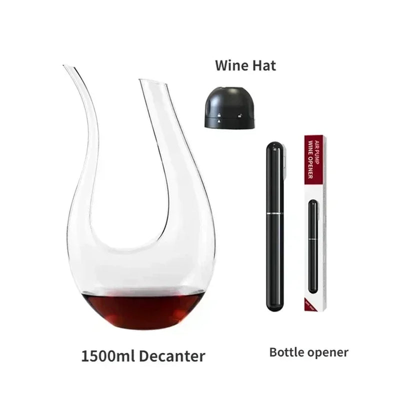 High Grade 1500ML Crystal U-Shaped Wine Decanter Gift Box Harp Swan Decanter Creative Wine Separator Wine Set Decanter Set