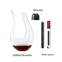 Thumbnail for High Grade 1500ML Crystal U-Shaped Wine Decanter Gift Box Harp Swan Decanter Creative Wine Separator Wine Set Decanter Set