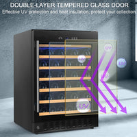 Thumbnail for 24 Inch Wine Cooler Beverage Refrigerator, 54 Bottle Storage Wine Fridge Constant Digital Temperature Control Built-In or Freestanding Compressor Wine Cellar Glass Door Stainless Steel Black