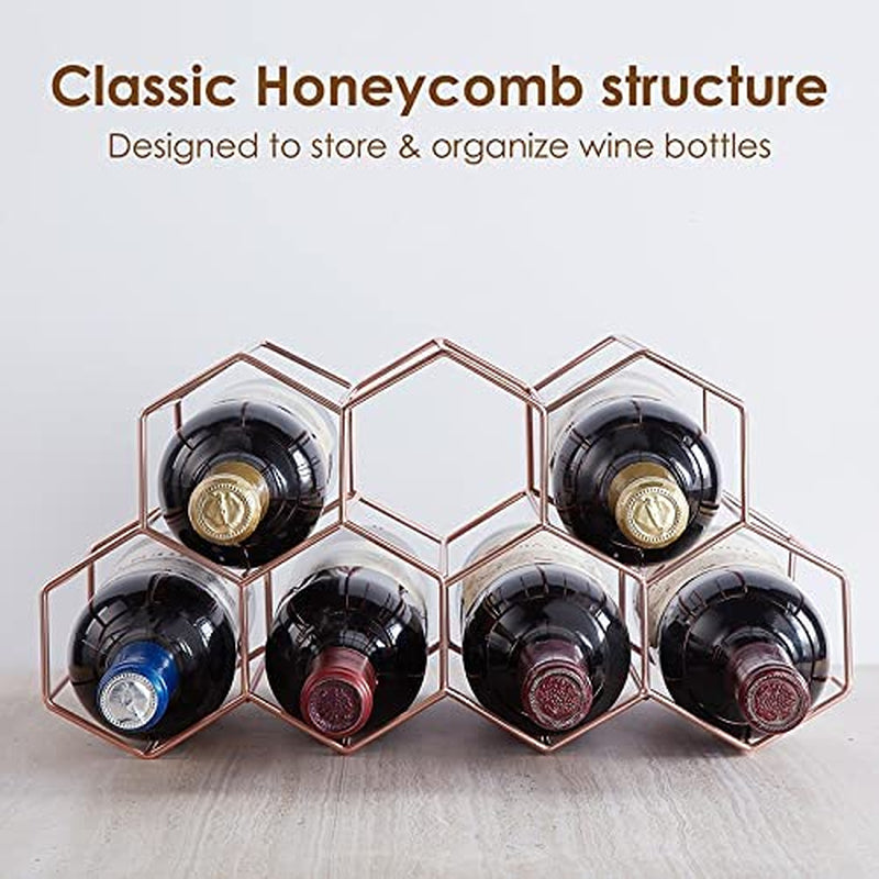 Countertop Wine Rack - 7 Bottle Holder for Wine Storage, Freestanding Wine Rack for Wine Cellar Bar Cabinet, Metal Tabletop Wine Holder with Modern Design,Stand Wine Rack for Kitchen