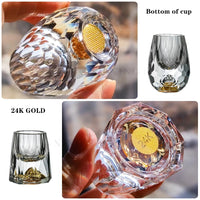 Thumbnail for Crystal Glass Shochu Glass Vodka Glass Bar Bullet Glass Liqueur Shot Glass Double Bottom Gold Foil Glass Tea Cup Gold Wine Glass