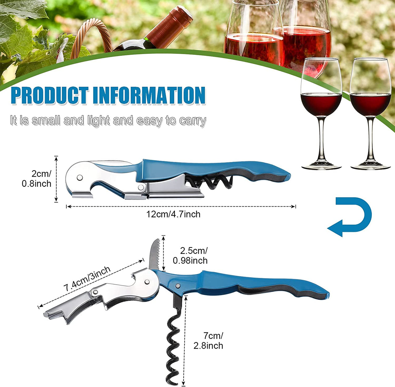 Waiter Corkscrew Wine Openers Wine Key for Bartenders Multi Colored Classic All in One Corkscrew Double Hinged Corkscrew Bottle Opener (6 Pieces)