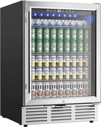 Thumbnail for 24 Inch Beverage Refrigerator, 180 Can Built-In or Freestanding Beverage Cooler, under Counter Beer Fridge with Glass Door for Soda, Water, Wine - for Kitchen, Bar or Office.