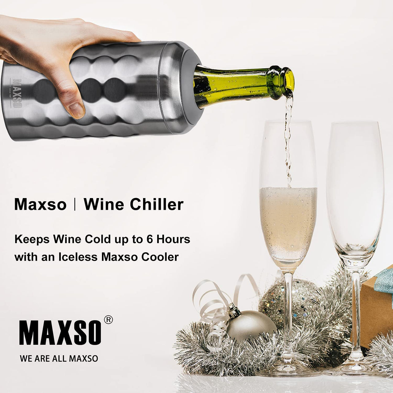 Wine Chiller Single Bottle Stainless Steel Iceless Cooler Insulated Wine Bottle Keep Wine Cold up to 6 Hours Fits Most Wine Bottles Gift for Wine Lovers Rapid and Portable