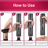 Thumbnail for Electric Wine Opener, Electric Wine Bottle Opener Kit Cordless Corkscrew Opener Includes Automatic Wine Opener, Foil Cutter, Vacuum Stoppers, Wine Aerator Pourer,5-In-1 Wine Opener Gift Set