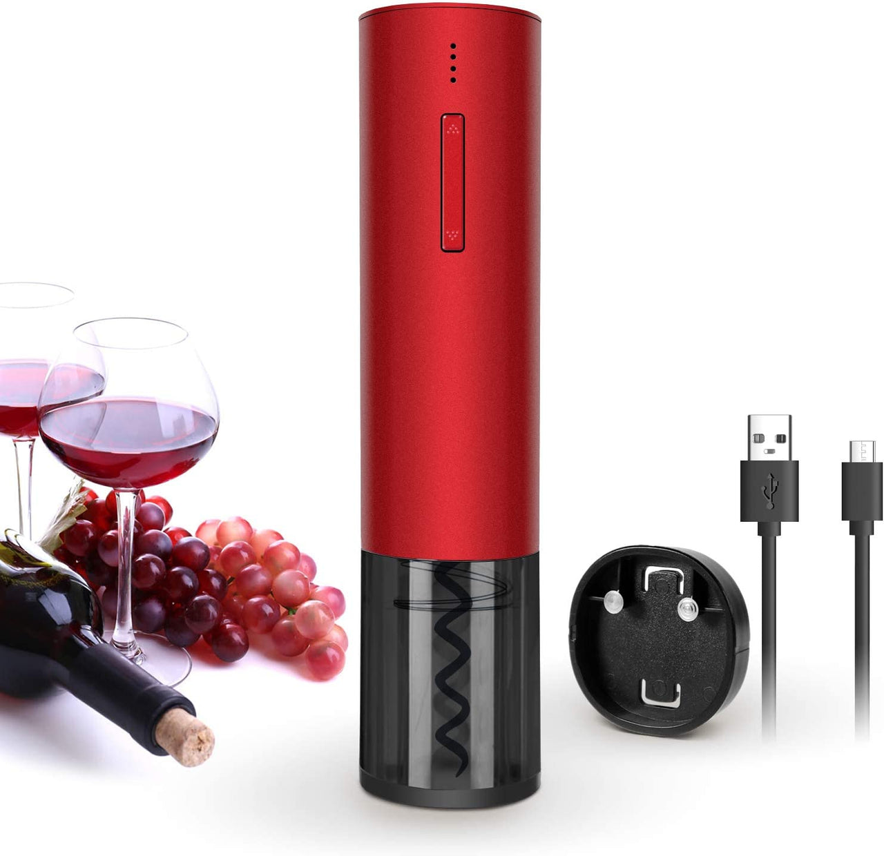 New Electric Wine Opener Rechargeable Automatic Corkscrew Wine Bottle Openers, Cordless Stainless Electric Corkscrew with Foil Cutter and USB Cable