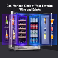 Thumbnail for 24 Inch Wine and Beverage Refrigerator, Built-In & Freestanding with Digital Control, Hold 20 Bottle and 50 Cans