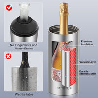 Thumbnail for Wine Chiller, Wine Chiller Bucket with Adjustable Cover and Wine Saver Vacuum Pump, Double Walled and Vacuum Wine Bottle Chiller