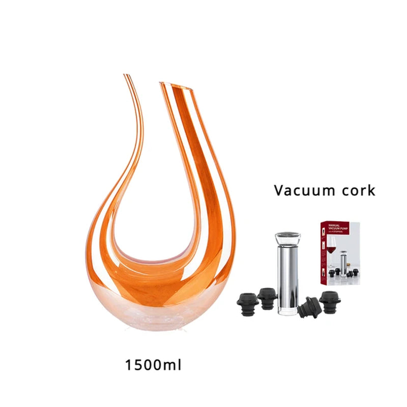 High Grade 1500ML Crystal U-Shaped Wine Decanter Gift Box Harp Swan Decanter Creative Wine Separator Wine Set Decanter Set