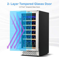 Thumbnail for 15 Inch Wine Cooler Refrigerators, 30 Bottle Fast Cooling Low Noise and No Fog Wine Fridge with Professional Compressor Stainless Steel, Digital Temperature Control Screen Built-In Freestanding