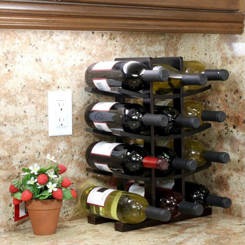 Wooden Bamboo Wine Rack Home Decoration Countertop Wine Rack Bar Kitchen Dining Storage Wine Rack Home Decoration Countertop