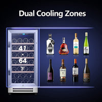 Thumbnail for 15 Inch Wine Cooler, Mini Wine Fridge 32 Bottle with Stainless Steel Refrigerator, Fit Red & White Wine, Built-In or Freestanding