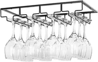 Thumbnail for Wine Glass Rack under Cabinet - Stemware Holder Metal Wine Glass Organizer Glasses Storage Hanger for Bar Kitchen Black 4 Rows