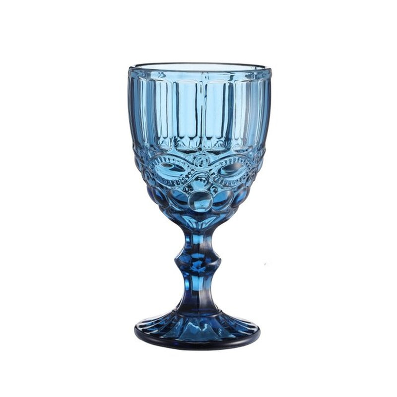 Retro Colored Wine Glasses Drink Water Cup with Multi-Color Diamond Pattern Goblet Glass