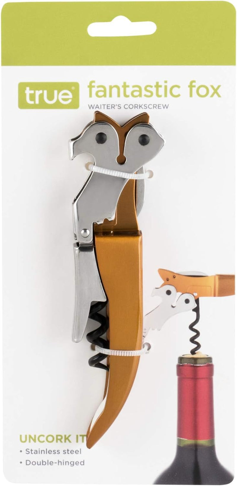 Fantastic Fox Double Hinged Corkscrew, Novelty Wine Key, Waiter’S Corkscrew Bottle Opener