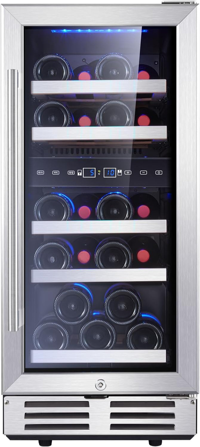 29 Bottle Compressor Wine Cooler Refrigerator, 15 Inch Wine Fridge Freestanding Dual Zone for Home, Kitchen and Bar, Digital Temperature Control