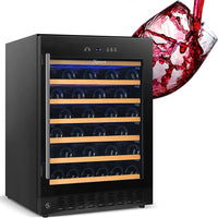 Thumbnail for 24 Inch Wine Cooler Beverage Refrigerator, 54 Bottle Storage Wine Fridge Constant Digital Temperature Control Built-In or Freestanding Compressor Wine Cellar Glass Door Stainless Steel Black