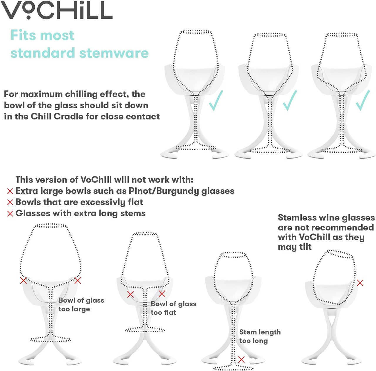 Stemmed Wine Glass Chiller | Keep the Chill without Giving up Your Glass | New Wine Accessory | Separable & Refreezable Chill Cradle | Actively Chills Stemware | Stone, Single