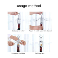 Thumbnail for Portable Stainless Steel Red Wine Opener Wing Type Metal Wine Corkscrew Bottle Openers Corkscrews Wine Cork Remover Kitchen Bar