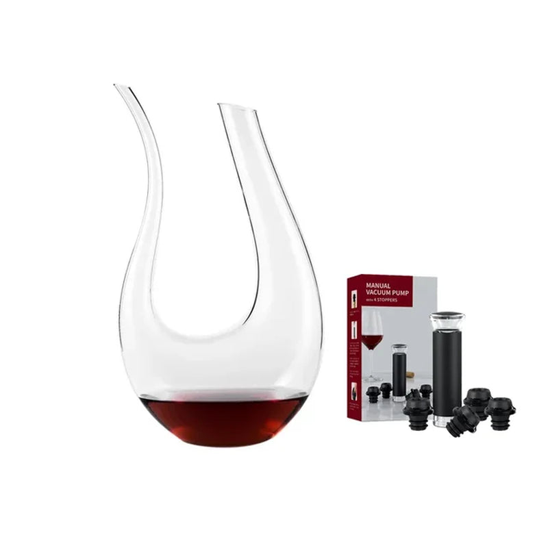 High Grade 1500ML Crystal U-Shaped Wine Decanter Gift Box Harp Swan Decanter Creative Wine Separator Wine Set Decanter Set